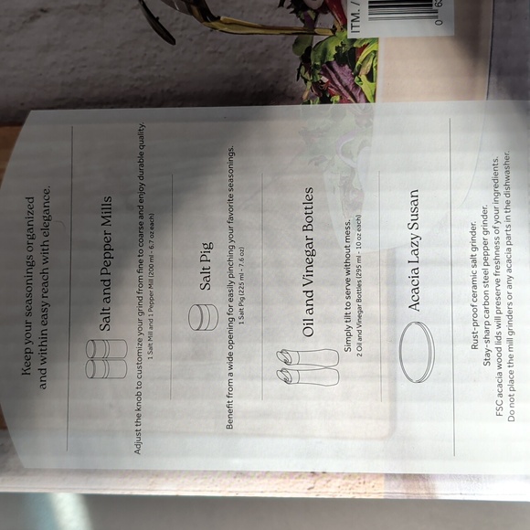 new SEASONING STATION acacia lazy susan - Picture 3 of 5